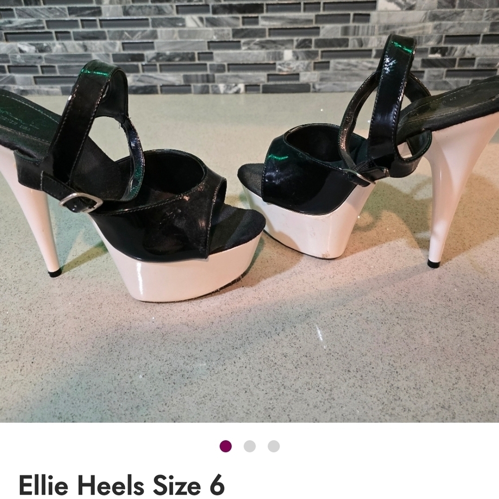 Ellie Black and White Strappy Heels
